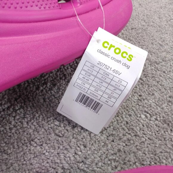 Crocs Classic Crush Clog Unisex Platform Shoes Mens Size 13 Fuchsia Pink Comfort - Picture 4 of 10
